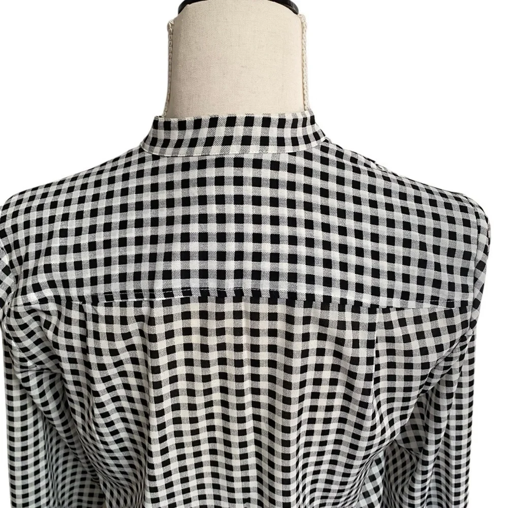 J.Crew Black White Gingham Check Long Sleeve Button Front Blouse XS - Picture 12 of 15
